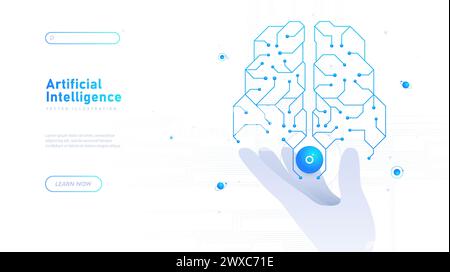Artificial intelligence white poster vector Stock Vector