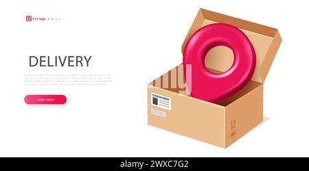 Delivery 3D box vector poster Stock Vector