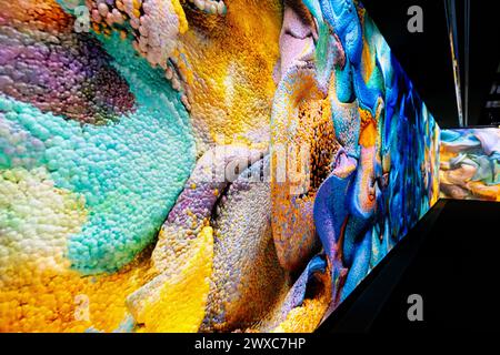 Refik Anadol 'Echoes of the Earth: Living Archive' (2024) AI generated digital exhibition, Serpentine North Gallery, London, England Stock Photo