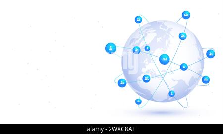 People network white vector poster Stock Vector