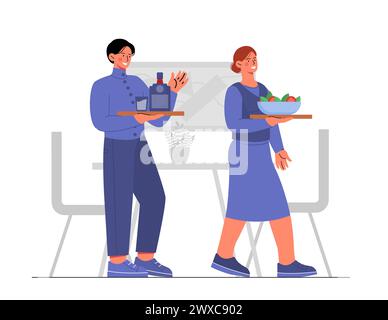 Waiters in restaurant vector Stock Vector