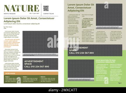 Nature Newsletter Editorial Layout Stock Vector