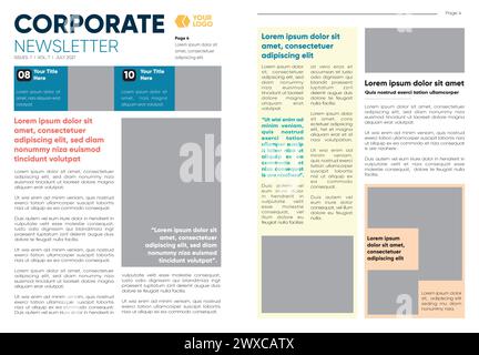 Corporate Newsletter Editorial Layout Stock Vector
