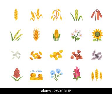 Vector Set of cereals icons Stock Vector