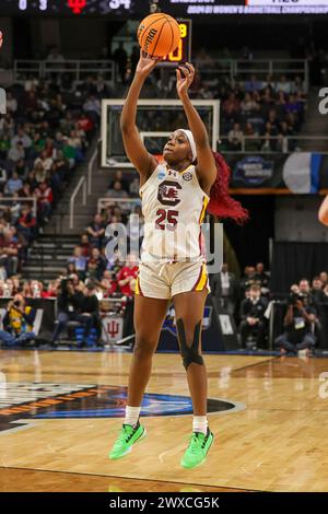 Albany, New York, USA. 29th Mar, 2024. South Carolina guard RAVEN JOHNSON (25) puts up a three-point shot late in the second half during the 2024 NCAA Women's Basketball Tournament Albany 1 Regional semifinal at MVP Arena in Albany, N.Y. (Credit Image: © Scott Rausenberger/ZUMA Press Wire) EDITORIAL USAGE ONLY! Not for Commercial USAGE! Stock Photo