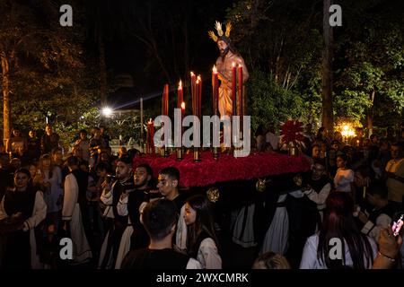 Medellin, Colombia. 28th Mar, 2024. Colombians celebrate the holy thursday with a night procession in Copacabana, northern of Medellin, Colombia, on March 28, 2024. Photo by: Juan J. Eraso/Long Visual Press Credit: Long Visual Press/Alamy Live News Stock Photo