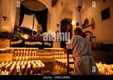 Medellin, Colombia. 28th Mar, 2024. Colombians celebrate the holy thursday with a night procession in Copacabana, northern of Medellin, Colombia, on March 28, 2024. Photo by: Juan J. Eraso/Long Visual Press Credit: Long Visual Press/Alamy Live News Stock Photo