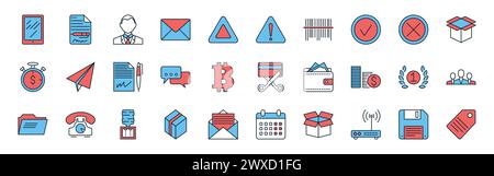 Set vector business, banking and finance icons set. Icons for business, management, finance, strategy, banking, marketing and accounting for mobile co Stock Vector