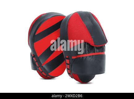 black and red boxing practive focus pad isolated Stock Photo
