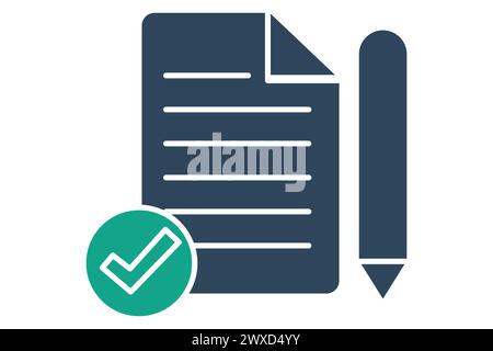 assessment icon. pencil and paper. icon related to action plan, business. solid icon style. business element illustration Stock Vector