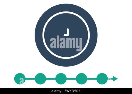 timeline icon. clock with arrow. icon related to action plan, business. solid icon style. business element illustration Stock Vector