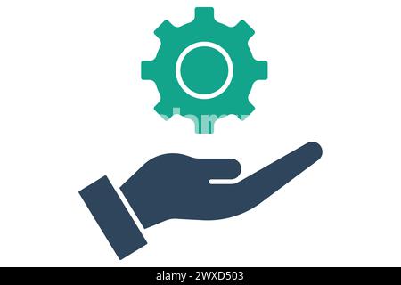 resource icon. hand with gear. icon related to action plan, business. solid icon style. business element illustration Stock Vector