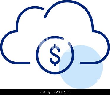Cloud and dollar sign. Premium user features accessible for a fee. Enhanced cloud storage services. Pixel perfect icon Stock Vector