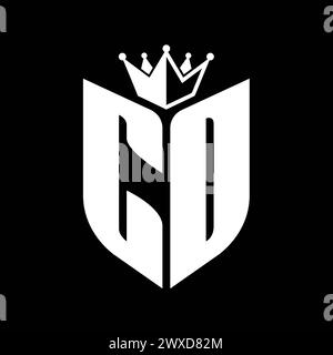 CD monogram logo with bold letters shield shape with black and white ...