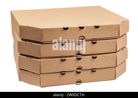 Stack of pizza boxes, isolated on white Stock Photo