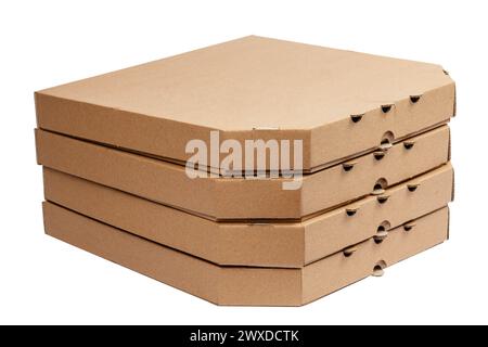 Stack of pizza boxes, isolated on white Stock Photo