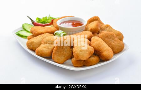 Chicken Nuggets, delicious and crispy chicken snacks, favourite for kids and teens. Stock Photo