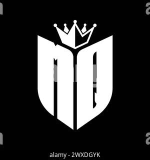 MQ Letter bold monogram with shield and crown outline shape with black ...