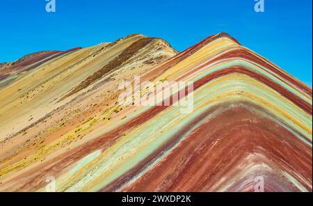 Amazing colors of Vinicunca, the majestic rainbow mountain located in Cusco region, Peru Stock Photo