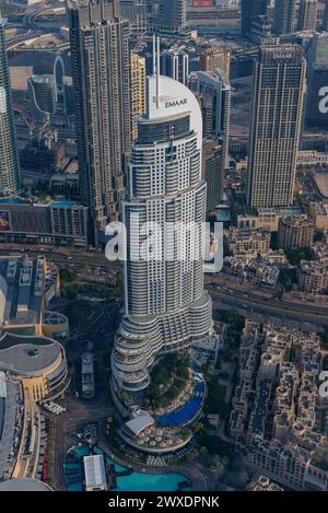 A picture of the Address Downtown Hotel as seen from above. Stock Photo