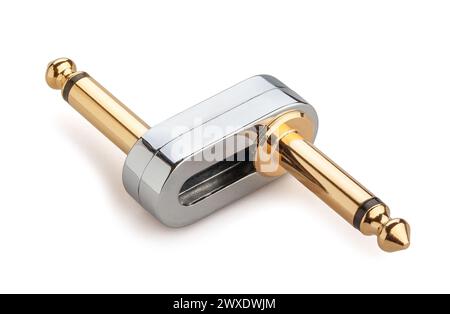 guitar pedal slider plug path isolated on white Stock Photo