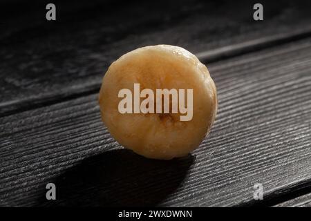 sliced banana on black background Stock Photo