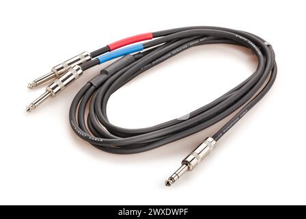 audio insert splitter cable path isolated on white Stock Photo