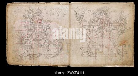 Two pages from the Tibetan book of Proportions, an eighteenth-century ...