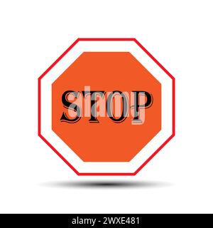 Traffic stop sign, stop road signal vector illustration. Stock Vector