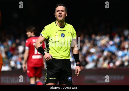 Naples, Italy. 30th Mar, 2024. Referee Luca Pairetto during the Serie A TIM match between SSC Napoli and Atalanta BC at Diego Armando Maradona Stadium in Naples, Italy on March 30, 2024. Credit: Nicola Ianuale/Alamy Live News Stock Photo