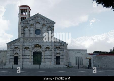 Romanesque style Catholic churc of Saint Mary Help of Christians ( Santa Maria Ausiliatrice ) . Marina di Pisa , Pisa Tuscany Italy Stock Photo