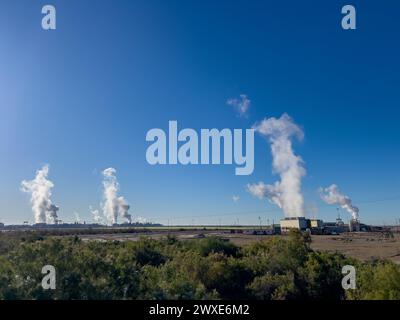 Steam from a geothermal power plant at the Salton Sea, Imperial County, California Stock Photo