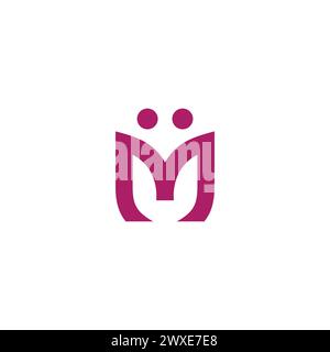 M Logo looks simple 2 person icon. M Icon Stock Vector