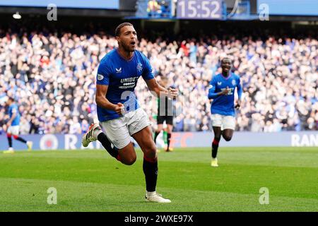 Rangers' Cyriel Dessers Celebrates Scoring Their Side's Second Goal Of 