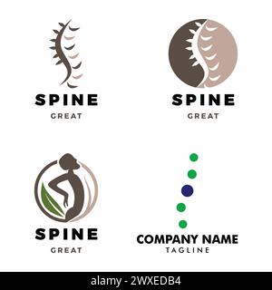 Set of Spine Icon Logo Design Template Stock Vector
