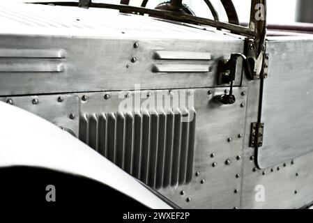 detail of an engine hood of a vintage car Stock Photo