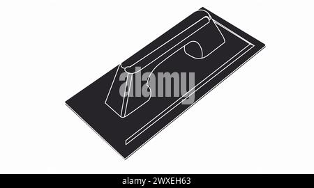 Vector Isolated Illustration of a Bricklayer Trowel. Black and white linear editable illustration Stock Vector