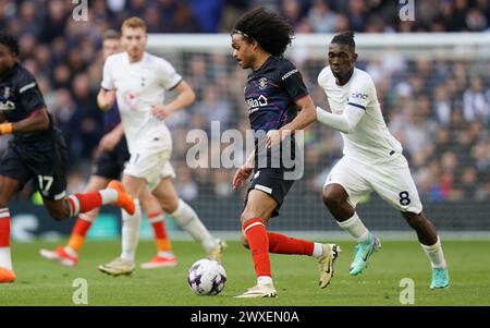 LONDON, ENGLAND - MARCH 30: Tahith Chong of Luton Town during the Premier League match between Tottenham Hotspur and Luton Town at Tottenham Hotspur Stadium on March 30, 2024 in London, England.(Photo by Dylan Hepworth/MB Media) Stock Photo