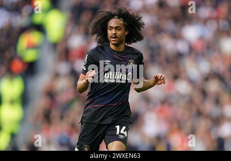 LONDON, ENGLAND - MARCH 30: Tahith Chong of Luton Town during the Premier League match between Tottenham Hotspur and Luton Town at Tottenham Hotspur Stadium on March 30, 2024 in London, England.(Photo by Dylan Hepworth/MB Media) Stock Photo