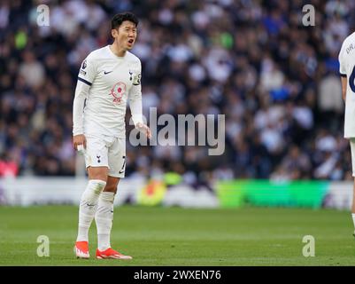 LONDON, ENGLAND - MARCH 30: Son Heung-Min of Tottenham Hotspur during the Premier League match between Tottenham Hotspur and Luton Town at Tottenham Hotspur Stadium on March 30, 2024 in London, England.(Photo by Dylan Hepworth/MB Media) Stock Photo