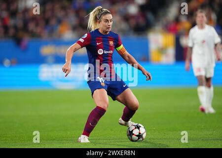 Alexia Putellas of FC Barcelonaduring the UEFA Women’s Champions League match, Quarter Finals, second leg, between FC Barcelona and SK Brann Kvinner played at Johan Cruyff Stadium on March 28, 2024 in Barcelona Spain. (Photo by Bagu Blanco / PRESSINPHOTO) Stock Photo