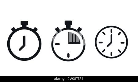 Vector Isolated Time and clock line icons. Set of vector linear icons. Stock Vector