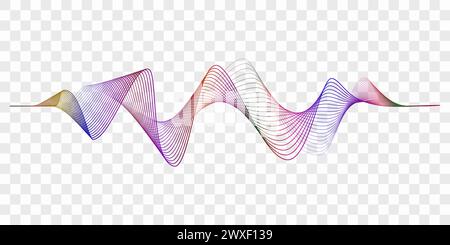 Abstract multicolored waves on transparent background. Electronic color sound waves. Vector illustration. Stock Vector
