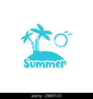 Sunny summer icon. Isolated on white background. From blue icon set. Stock Vector