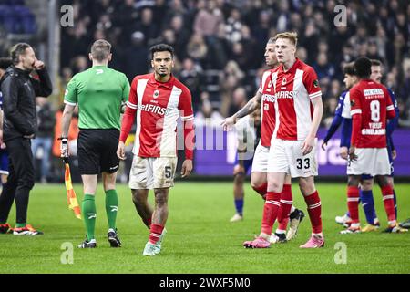 Brussels, Belgium. 30th Mar, 2024. Antwerp's Owen Wijndal pictured during a soccer match between RSC Anderlecht and Royal Antwerp FC, Saturday 30 March 2024 in Brussels, on day 1 (out of 10) of the Champions' Play-offs of the 2023-2024 'Jupiler Pro League' first division of the Belgian championship. BELGA PHOTO TOM GOYVAERTS Credit: Belga News Agency/Alamy Live News Stock Photo