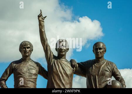 The Holy Trinity, Old Trafford Football Ground, Manchester United Stock Photo