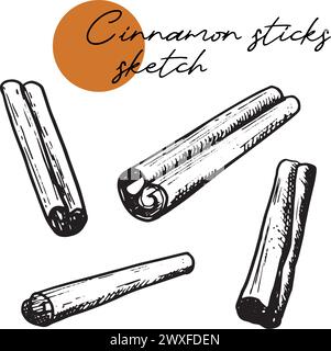 Cinnamon graphic black white isolated sketch illustration vector Stock ...