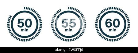 Clock symbols, stopwatch signs, Timer icons. Stock Vector