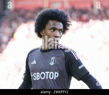 Bramall Lane, Sheffield, UK. 30th Mar, 2024. Premier League Football, Sheffield United versus Fulham; Willian of Fulham Credit: Action Plus Sports/Alamy Live News Stock Photo