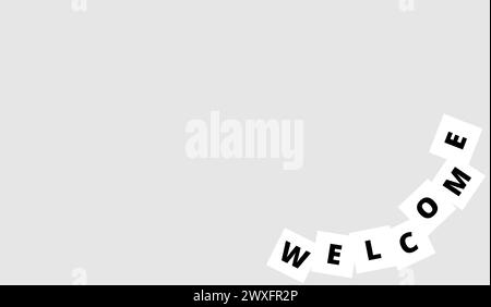welcome is written in the corner. opening word. notebook tittle. book cover. vector design. minimalist background Stock Vector